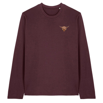 Highland Cow Embroidered Long Sleeve T-Shirt