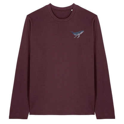 Humpback Whale Embroidered Long Sleeve T-Shirt