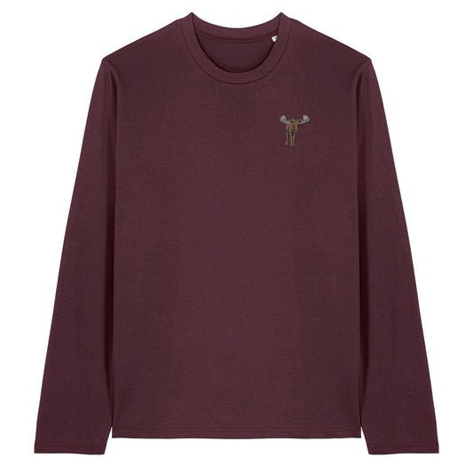 Moose Embroidered Long Sleeve T-Shirt