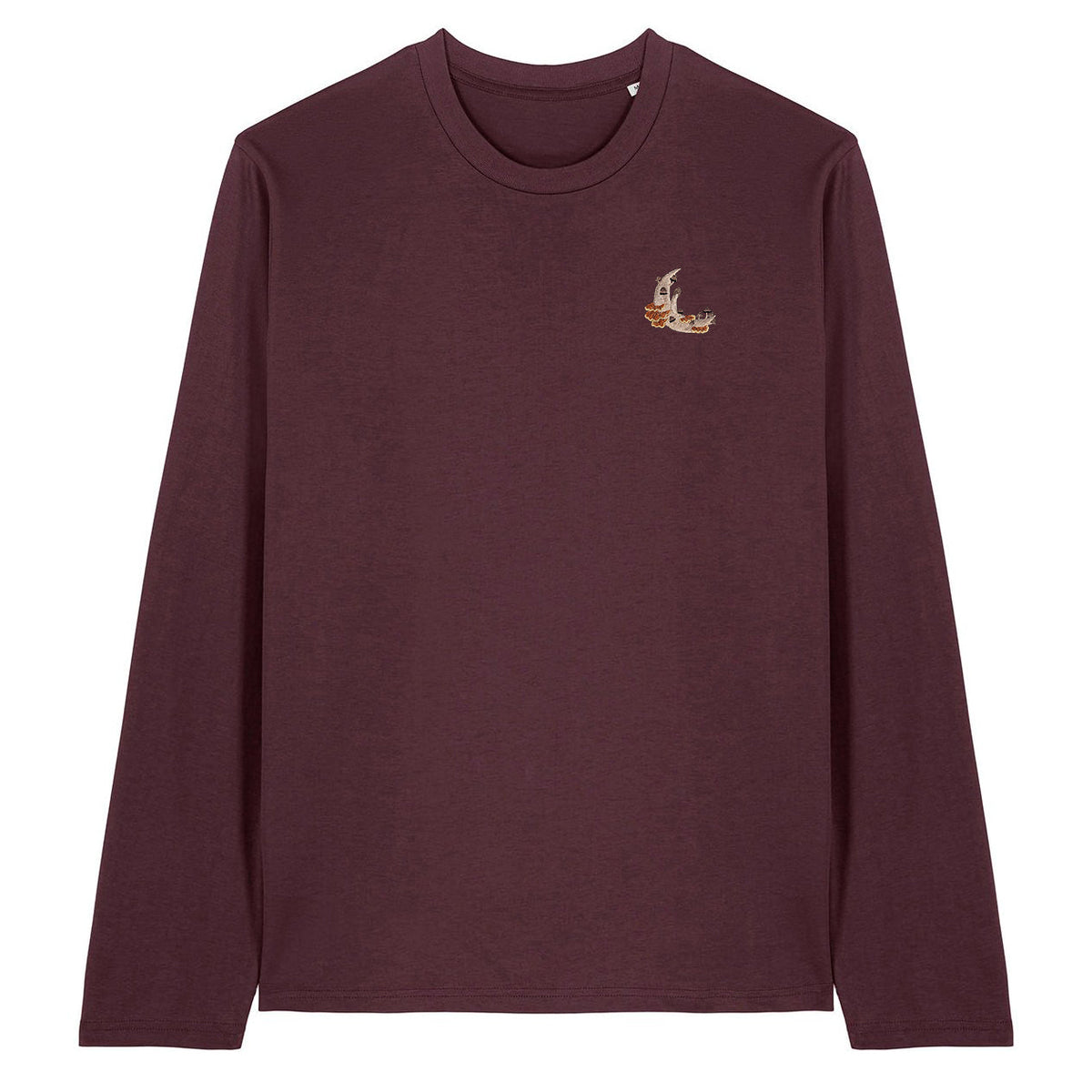Mushroom Moon Crescent Embroidered Long Sleeve T-Shirt