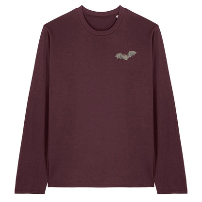 Natterer's Bat Embroidered Long Sleeve T-Shirt