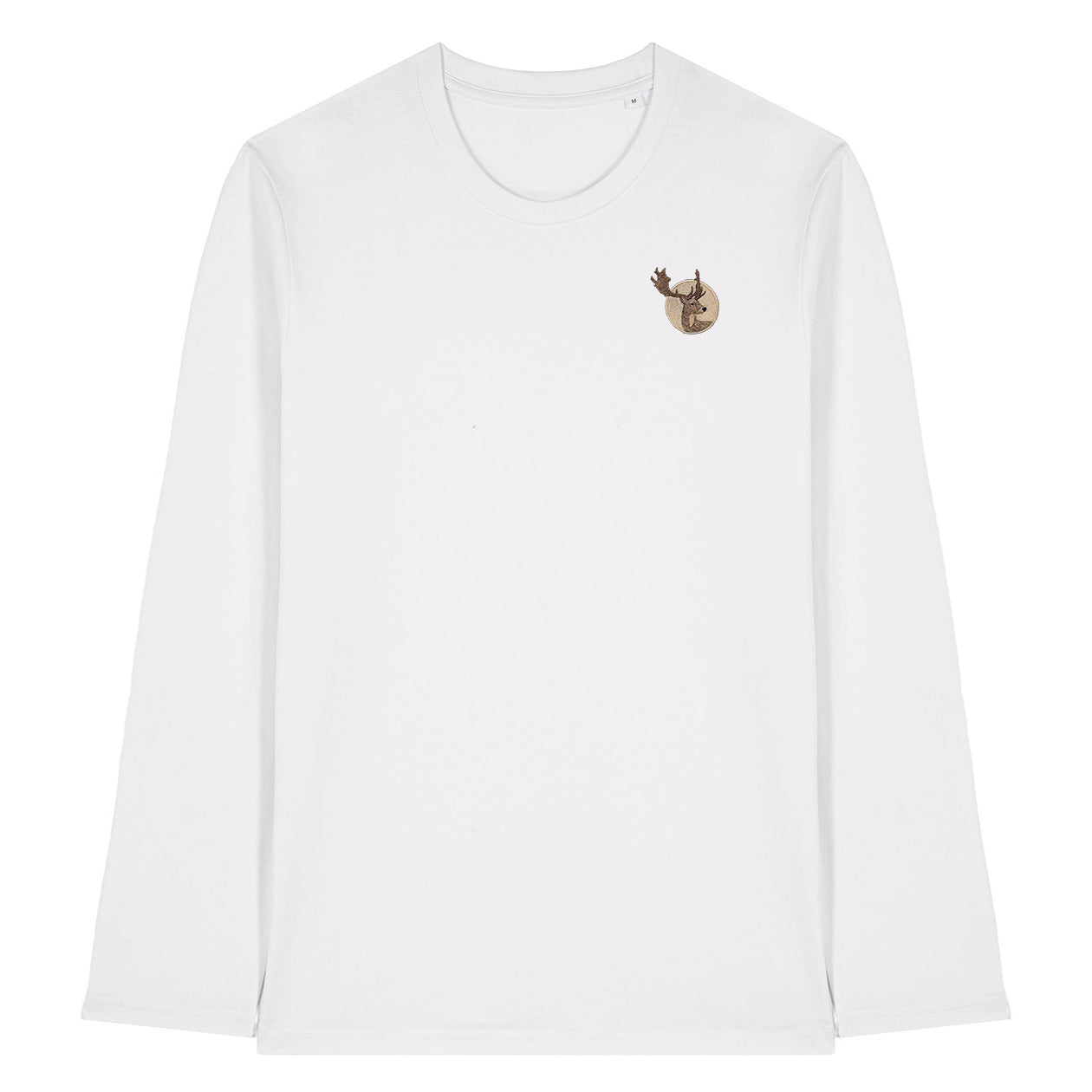 Fallow Deer Portrait Embroidered Long Sleeve T-Shirt