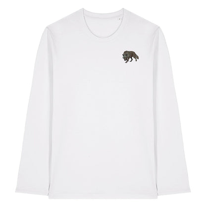 Grey Wolf Embroidered Long Sleeve T-Shirt