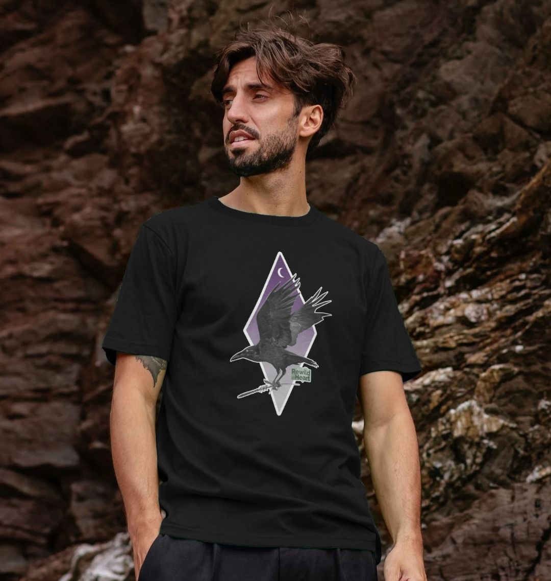 Raven Moon Crescent Men's T-Shirt