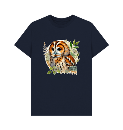 Navy Blue Tawny Owl Forest Men's T-Shirt