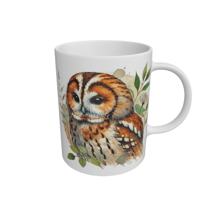 White Tawny Owl Forest Mug