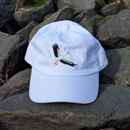 White Stork Flight Embroidered Baby/Toddler Cap (up to 5 years)