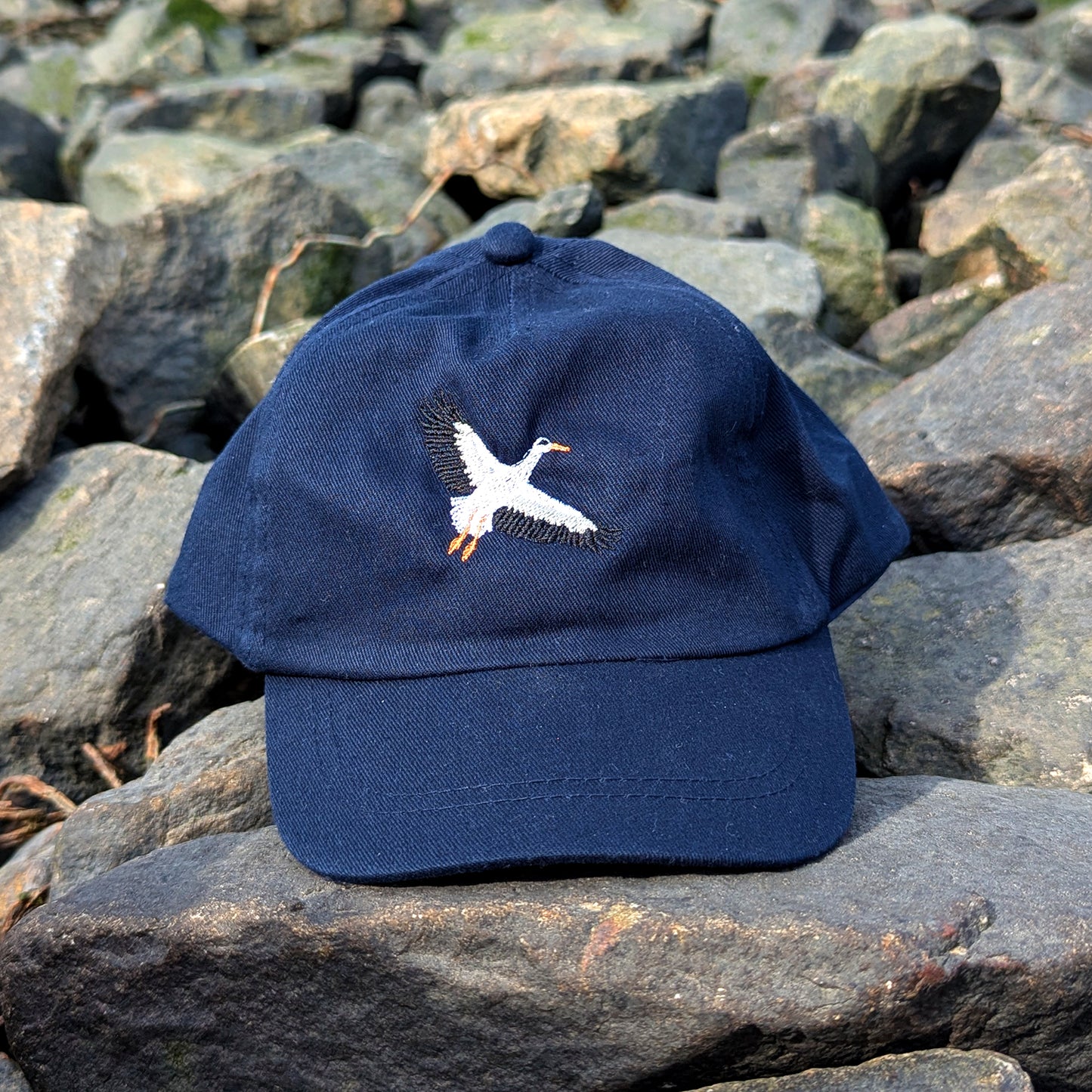 White Stork Flight Embroidered Baby/Toddler Cap (up to 5 years)