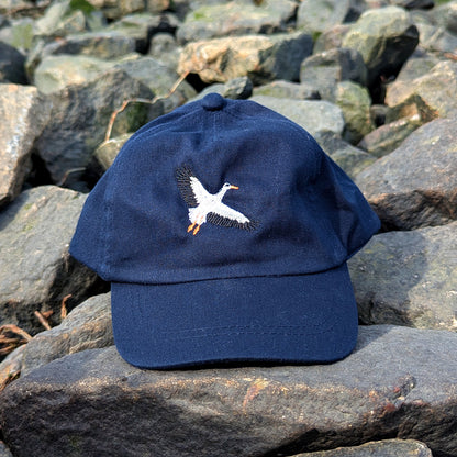 White Stork Flight Embroidered Baby/Toddler Cap (up to 5 years)