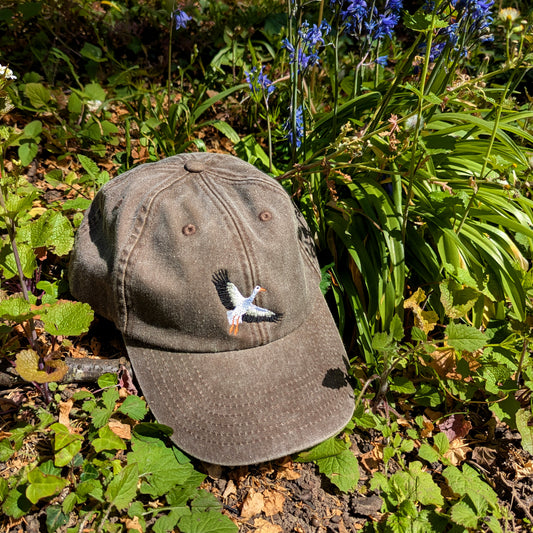 White Stork Flight Embroidered Baseball Cap