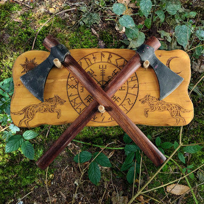 Hand-Crafted Wall-Mounted Viking Throwing Axe Holder