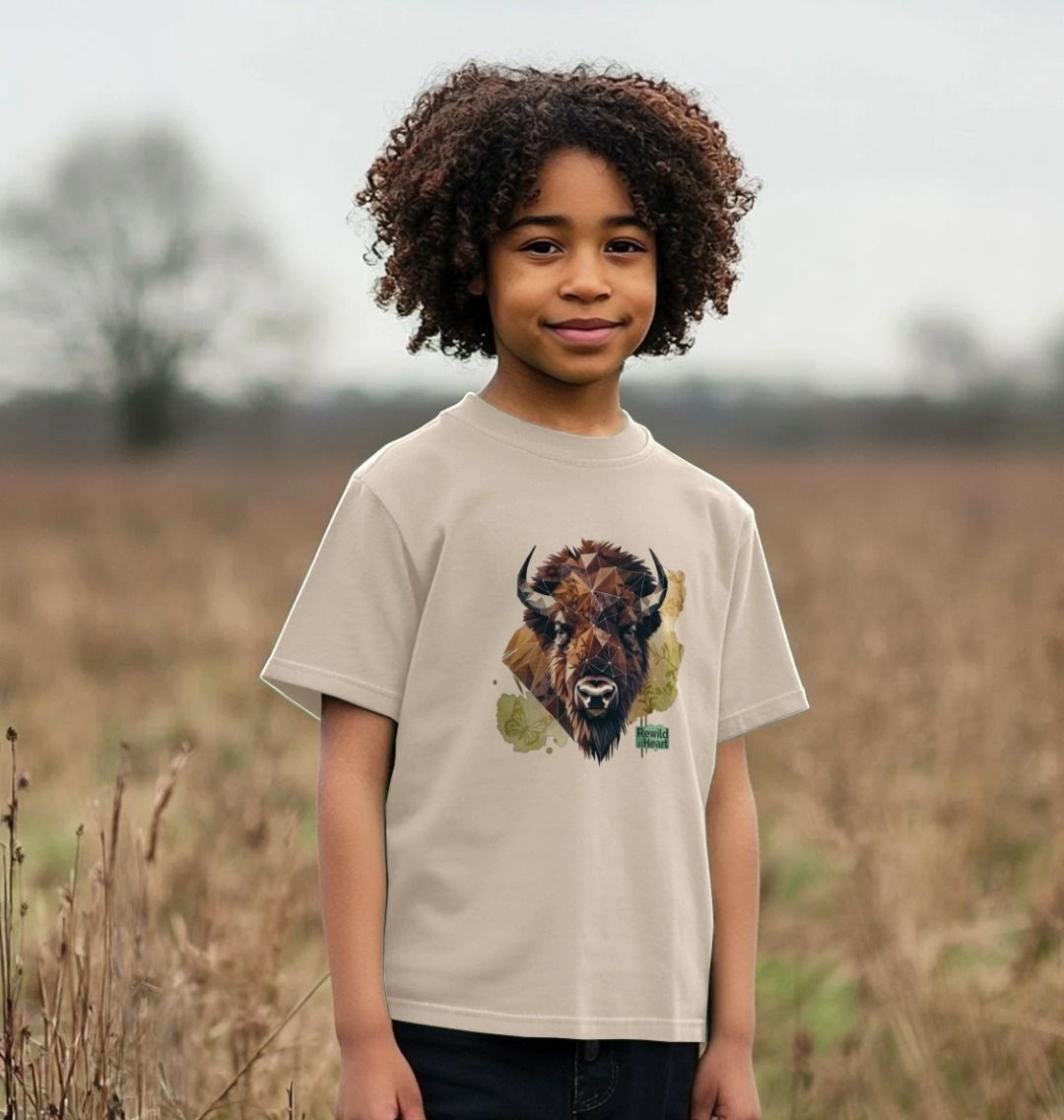 Bison with Wildflowers & Butterflies Kids T-Shirt