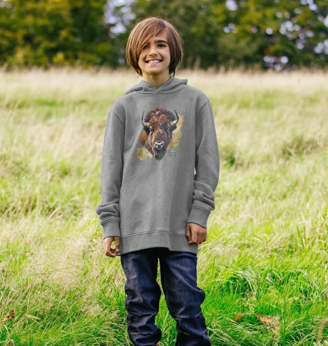 Bison with Wildflowers & Butterflies Kids Hoodie