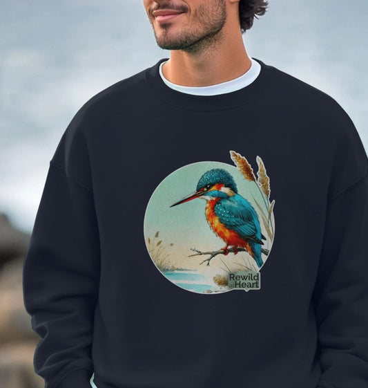 Kingfisher in the Reeds Men's Oversized Sweater